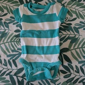 Carter's Teal and White Striped Bodysuit Snap Closure